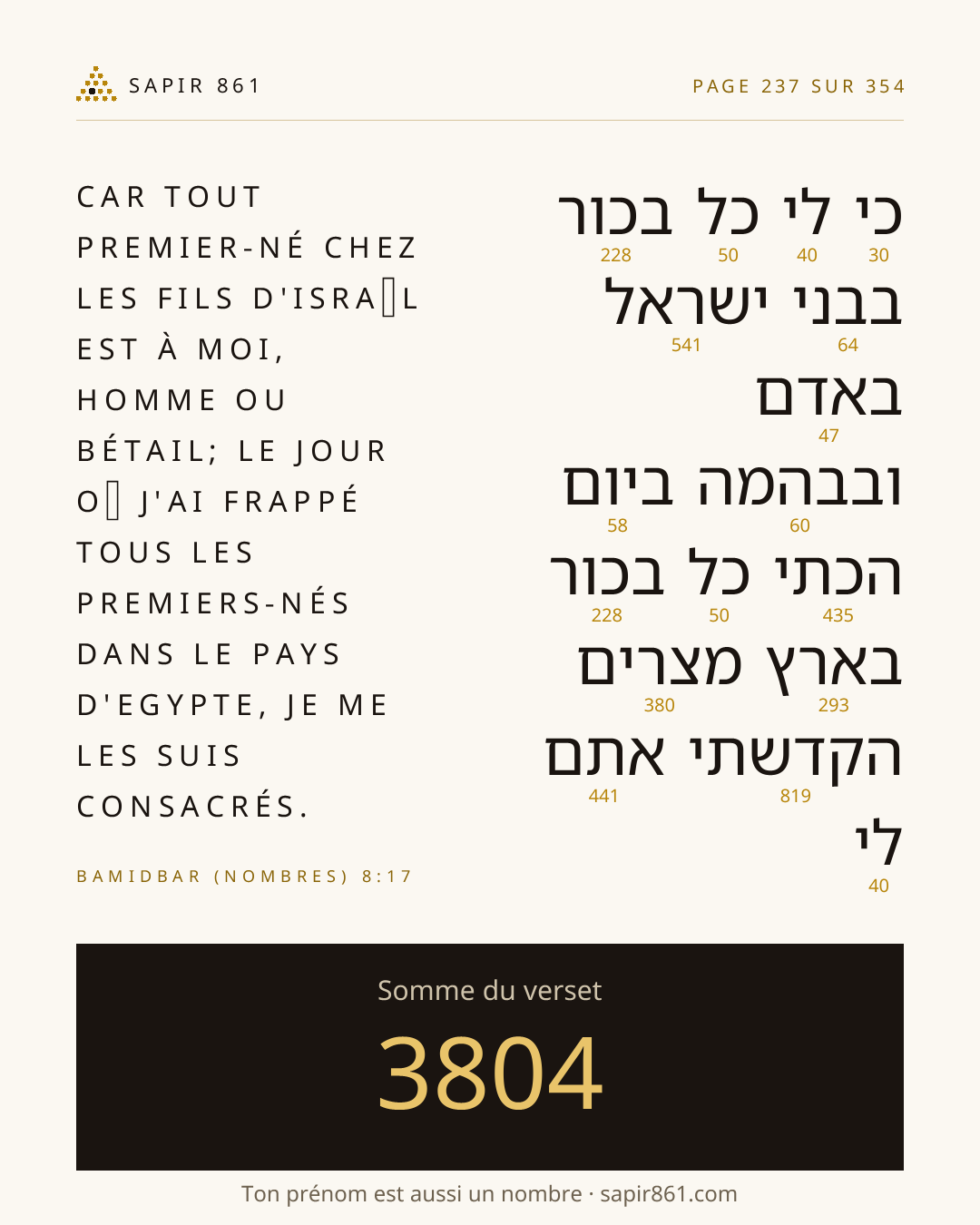 Carte du verset 237
