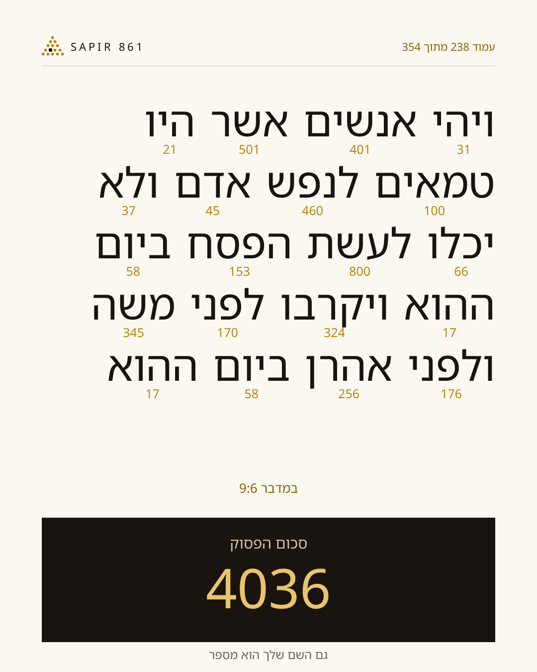 כרטיס פסוק 238