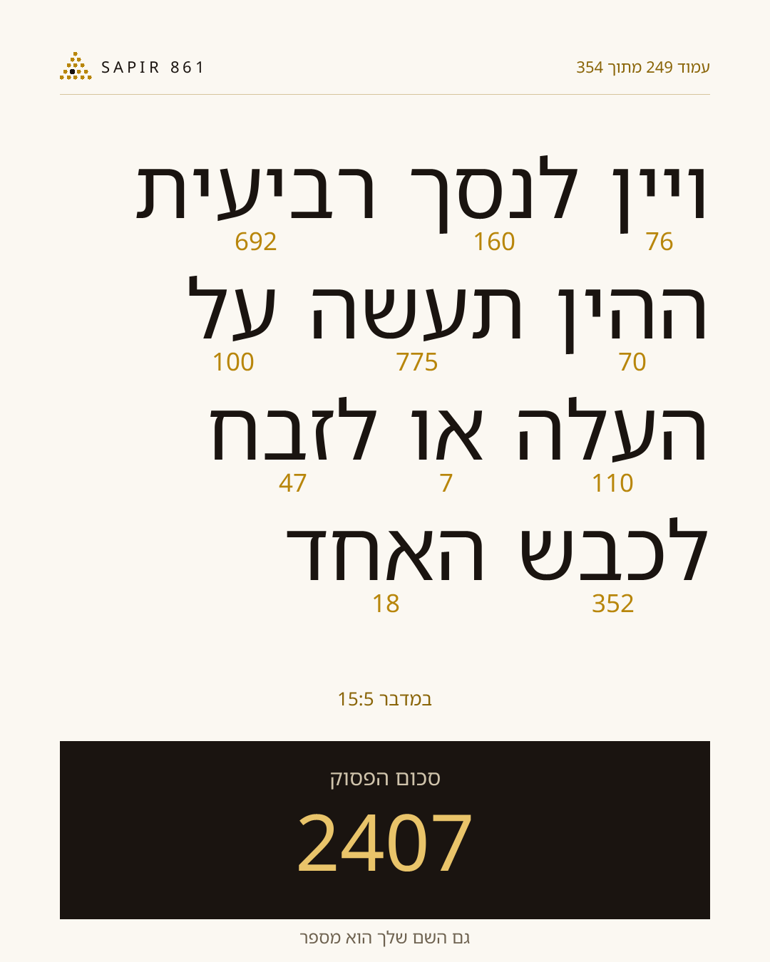 כרטיס פסוק 249