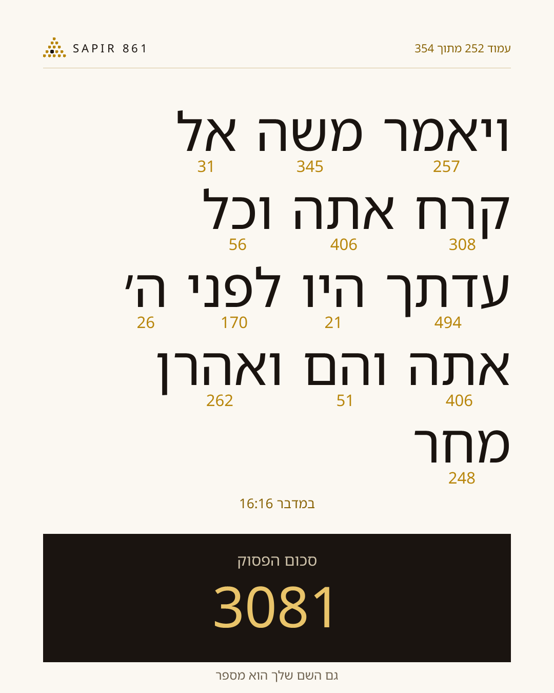 כרטיס פסוק 252