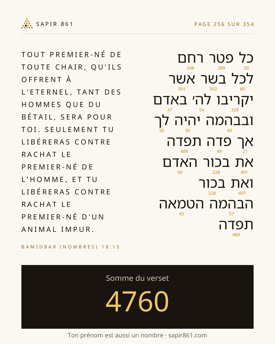 Carte du verset 256