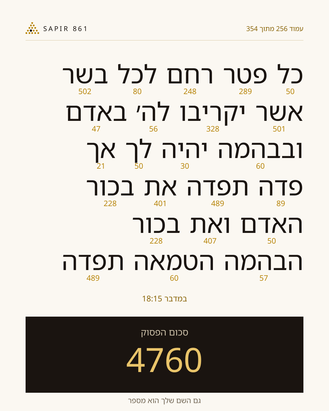 כרטיס פסוק 256