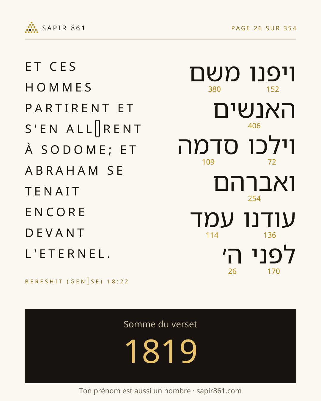 Carte du verset 26