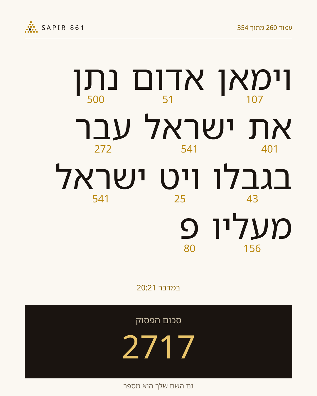 כרטיס פסוק 260