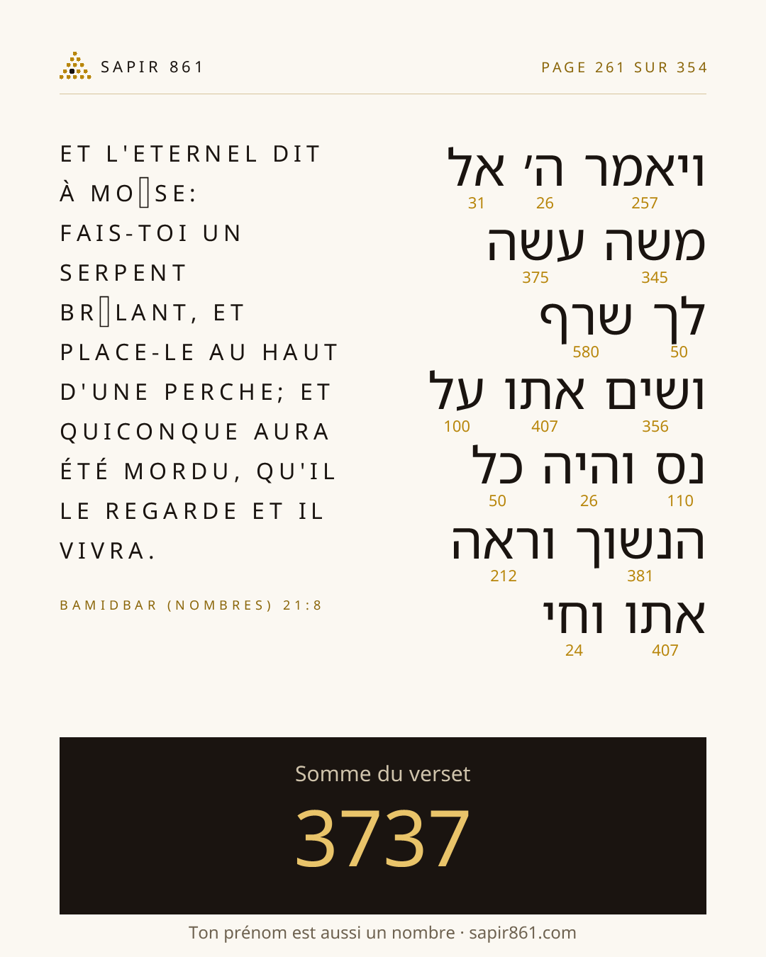 Carte du verset 261