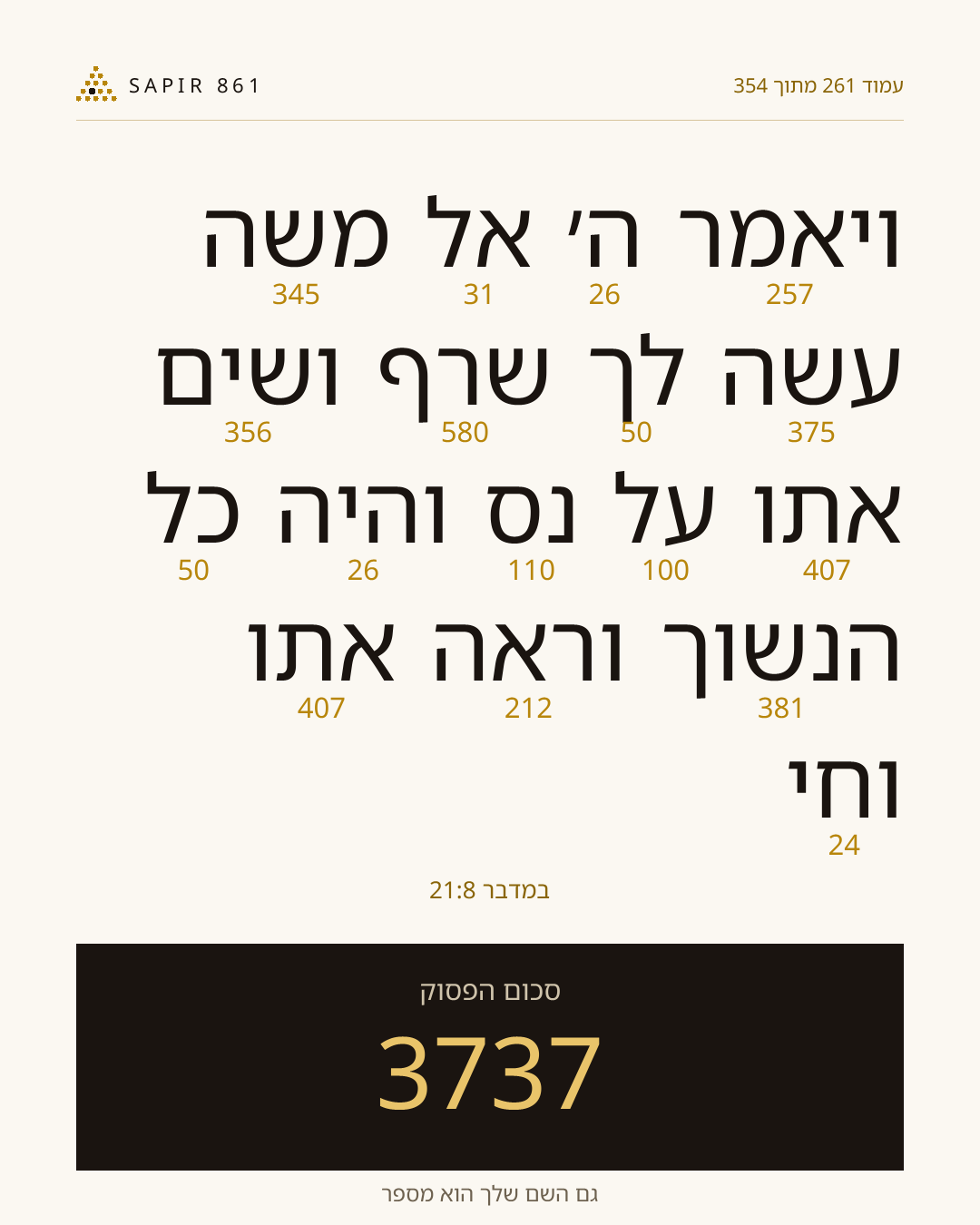 כרטיס פסוק 261