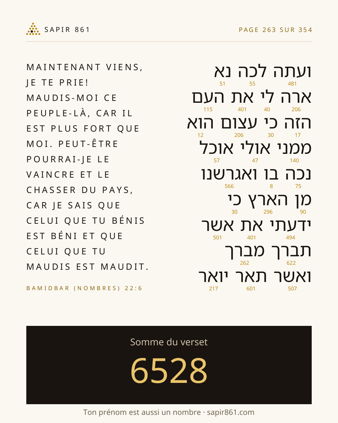 Carte du verset 263