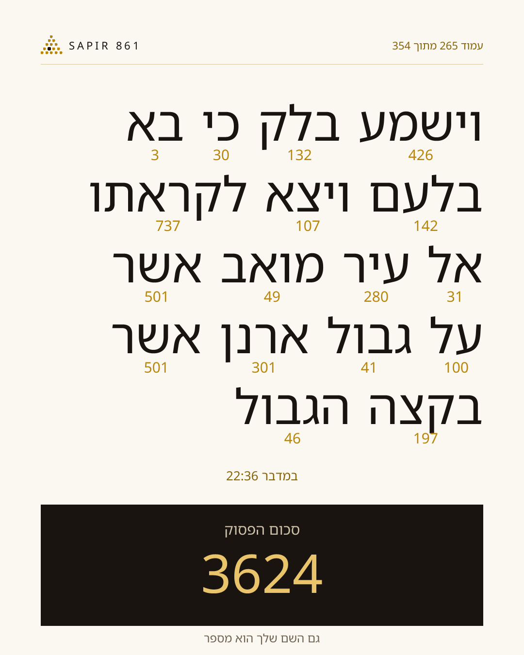 כרטיס פסוק 265