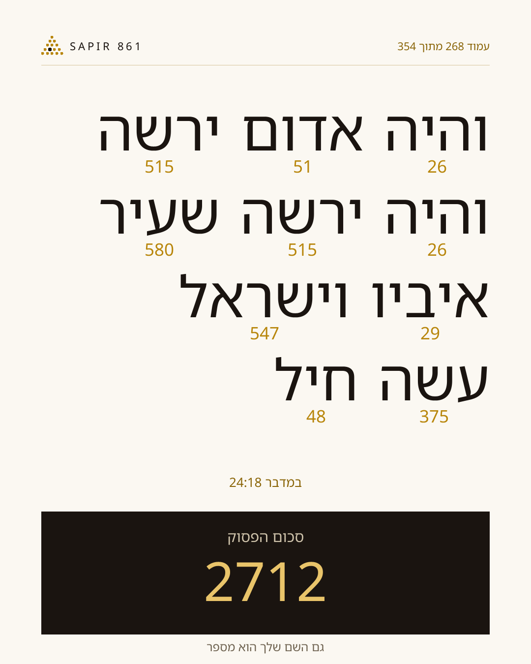כרטיס פסוק 268
