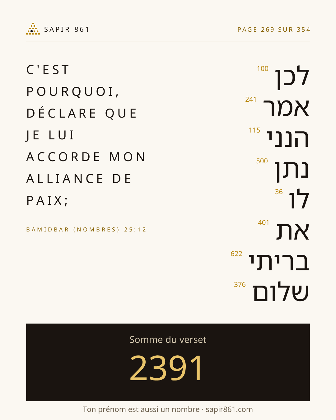 Carte du verset 269