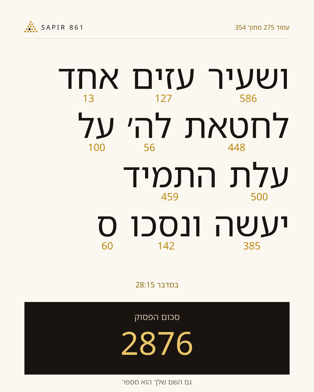 כרטיס פסוק 275