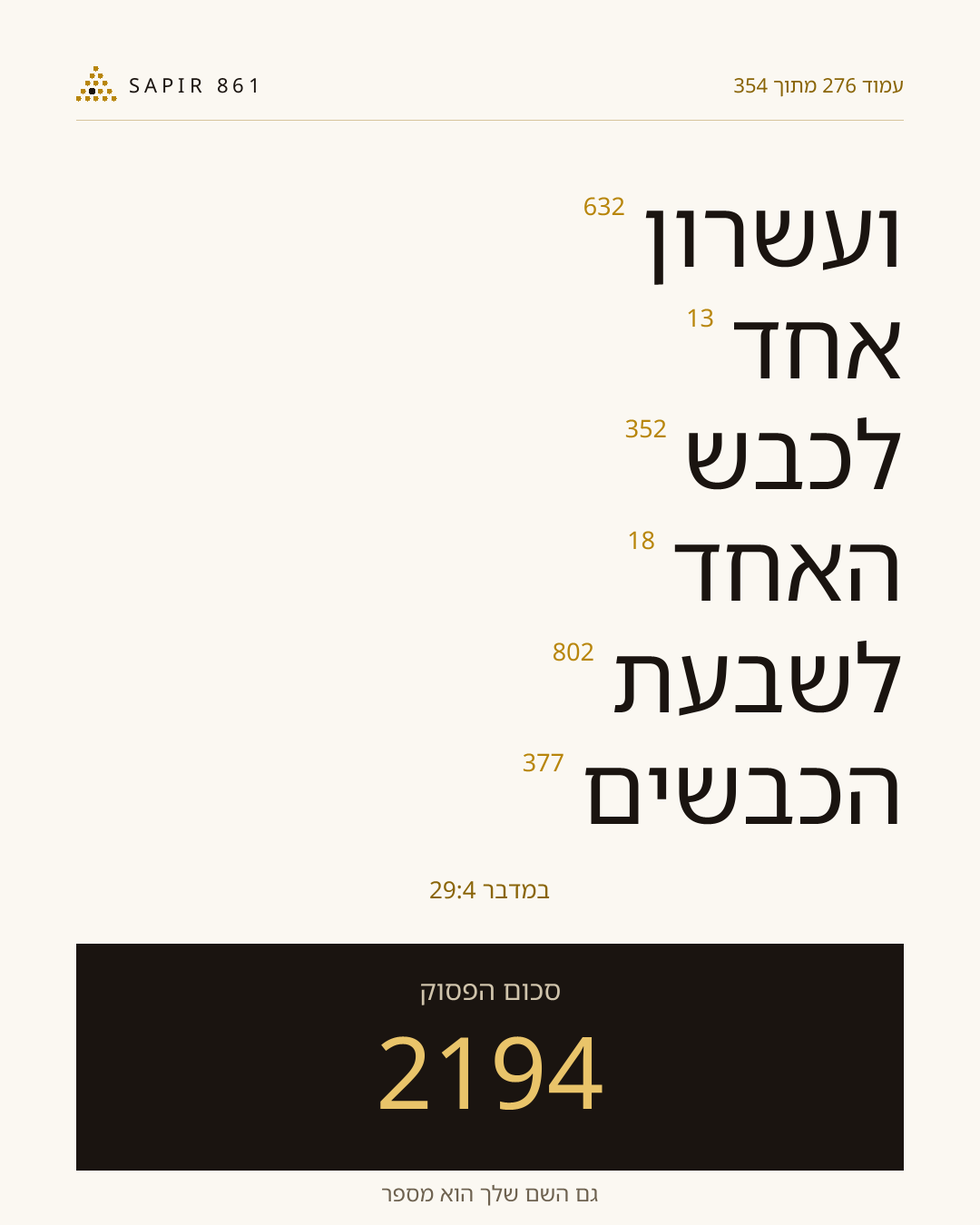 כרטיס פסוק 276
