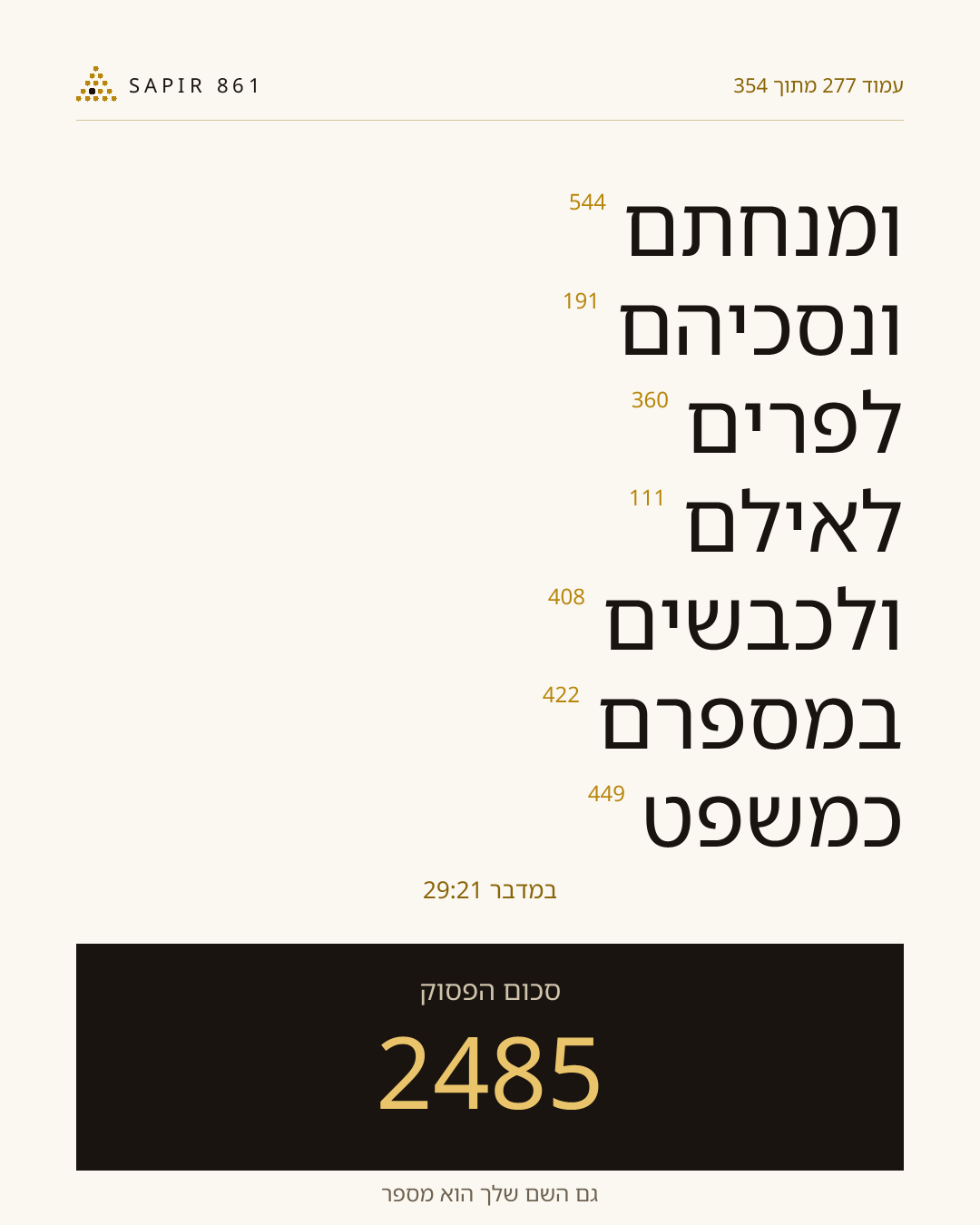 כרטיס פסוק 277