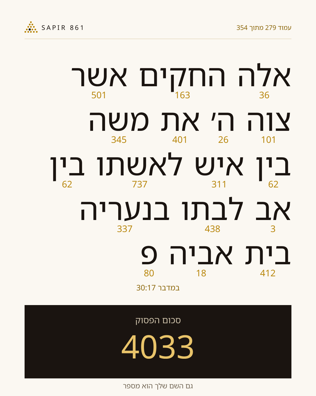 כרטיס פסוק 279