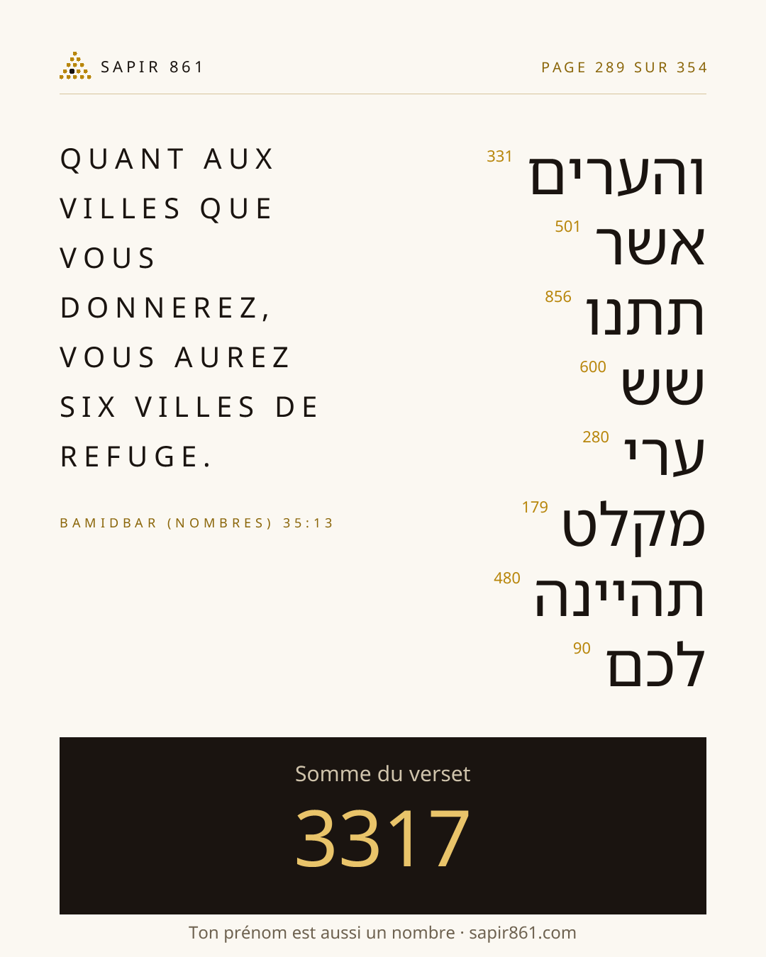 Carte du verset 289