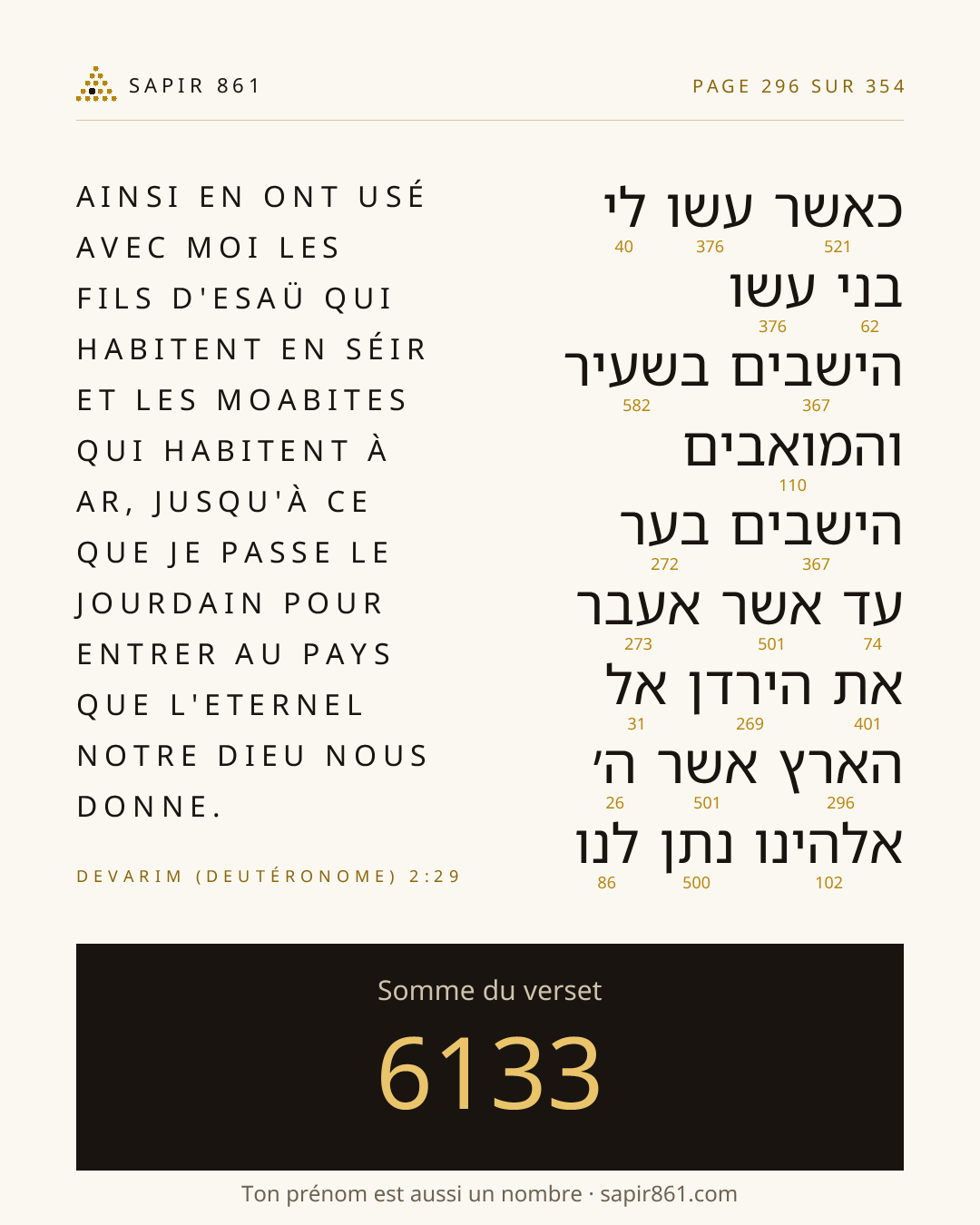 Carte du verset 296