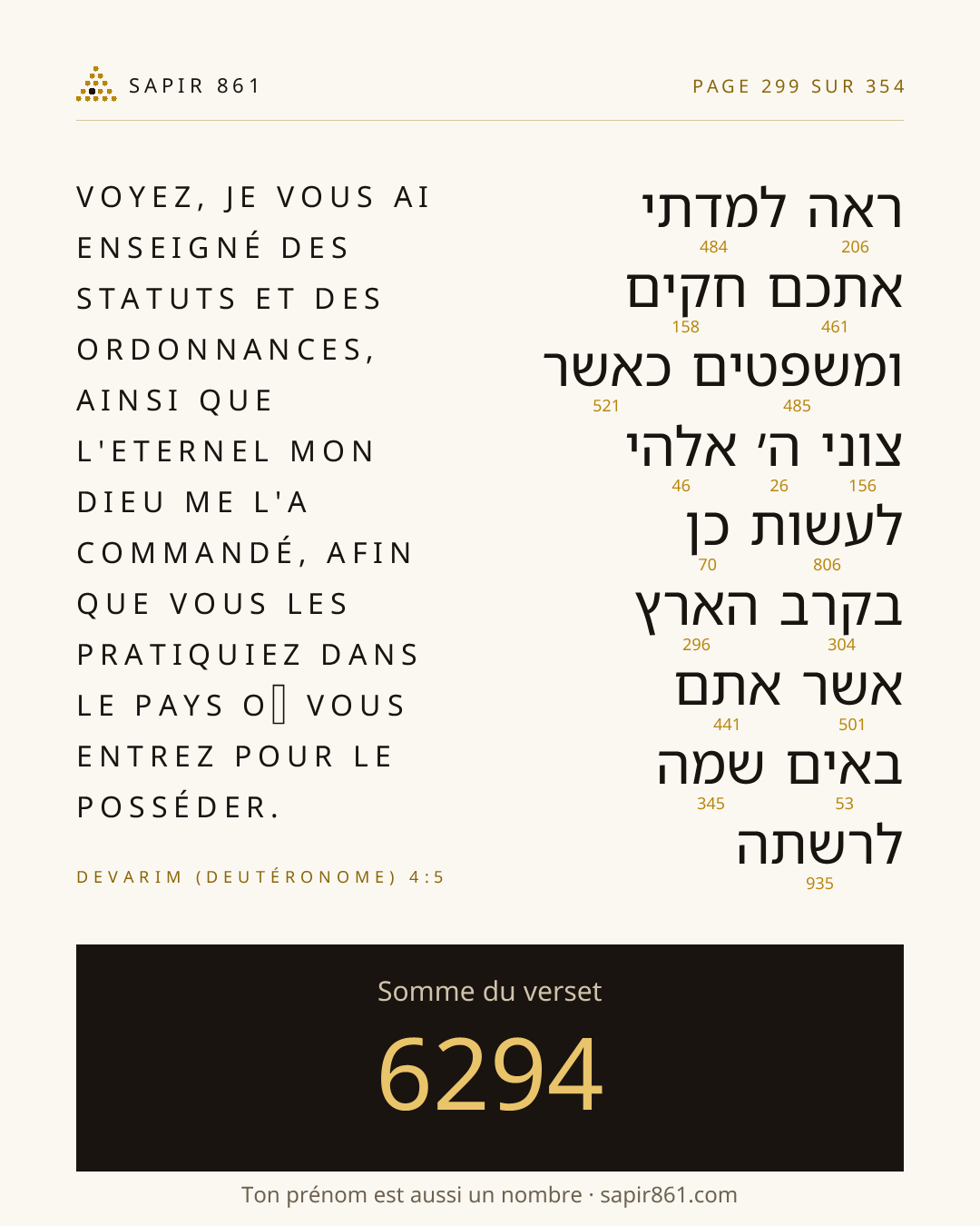 Carte du verset 299