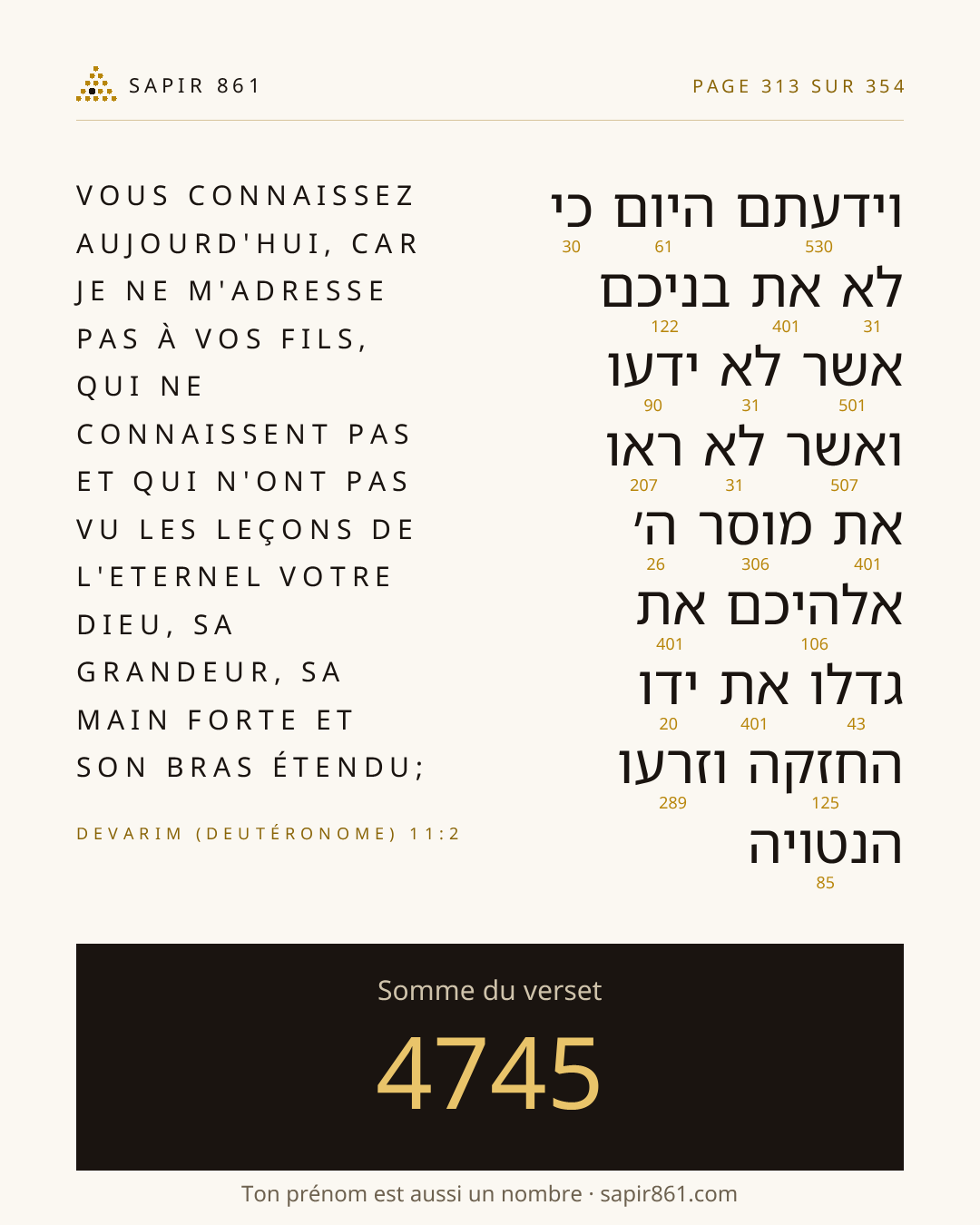 Carte du verset 313
