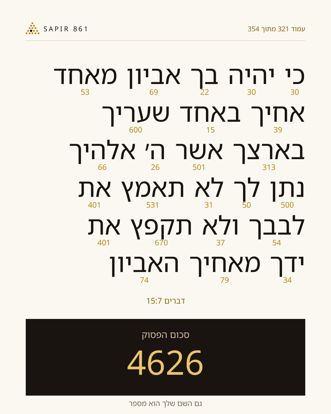 כרטיס פסוק 321