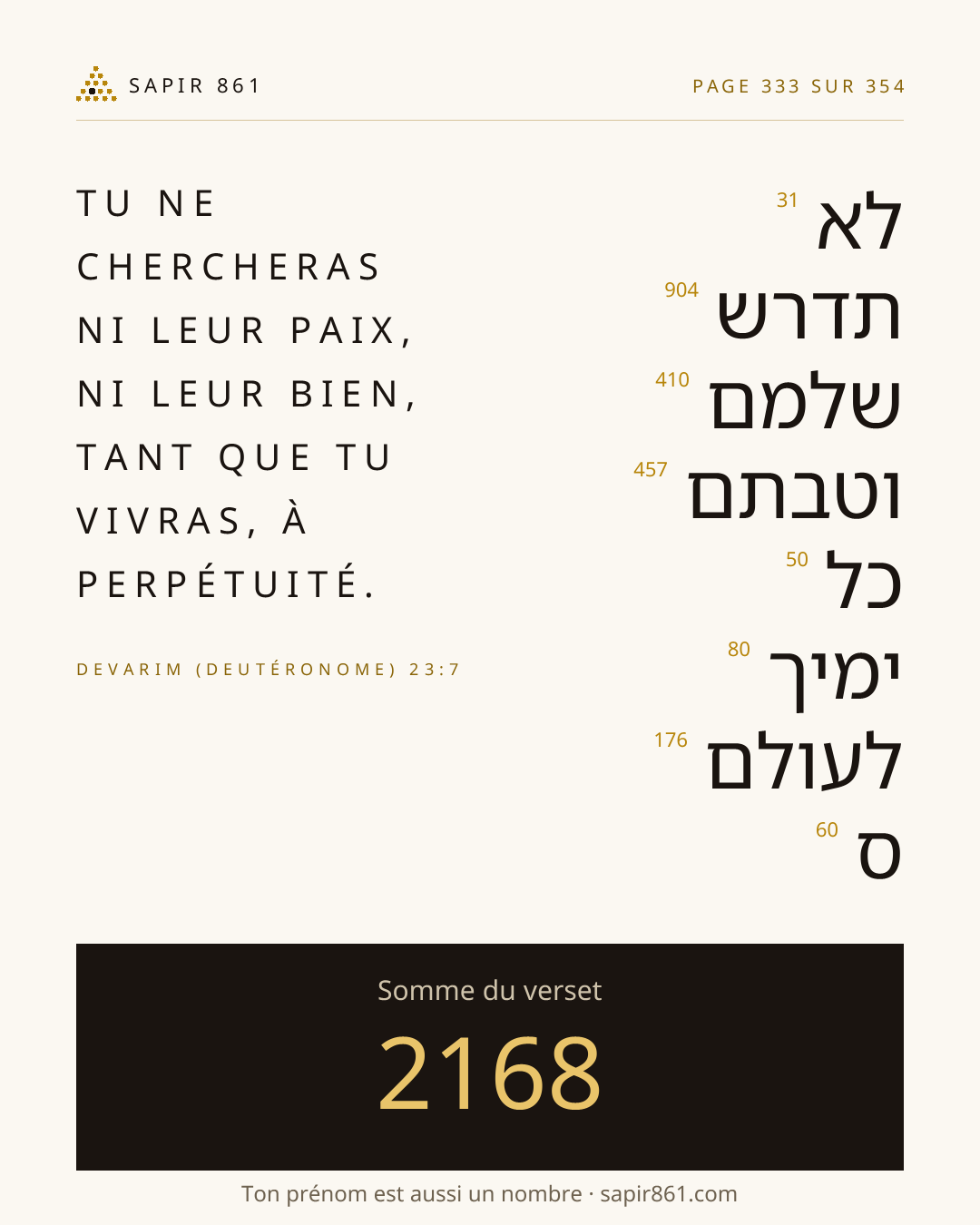 Carte du verset 333