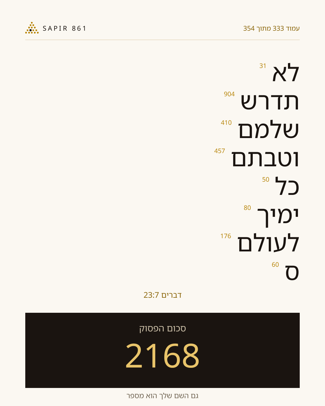 כרטיס פסוק 333