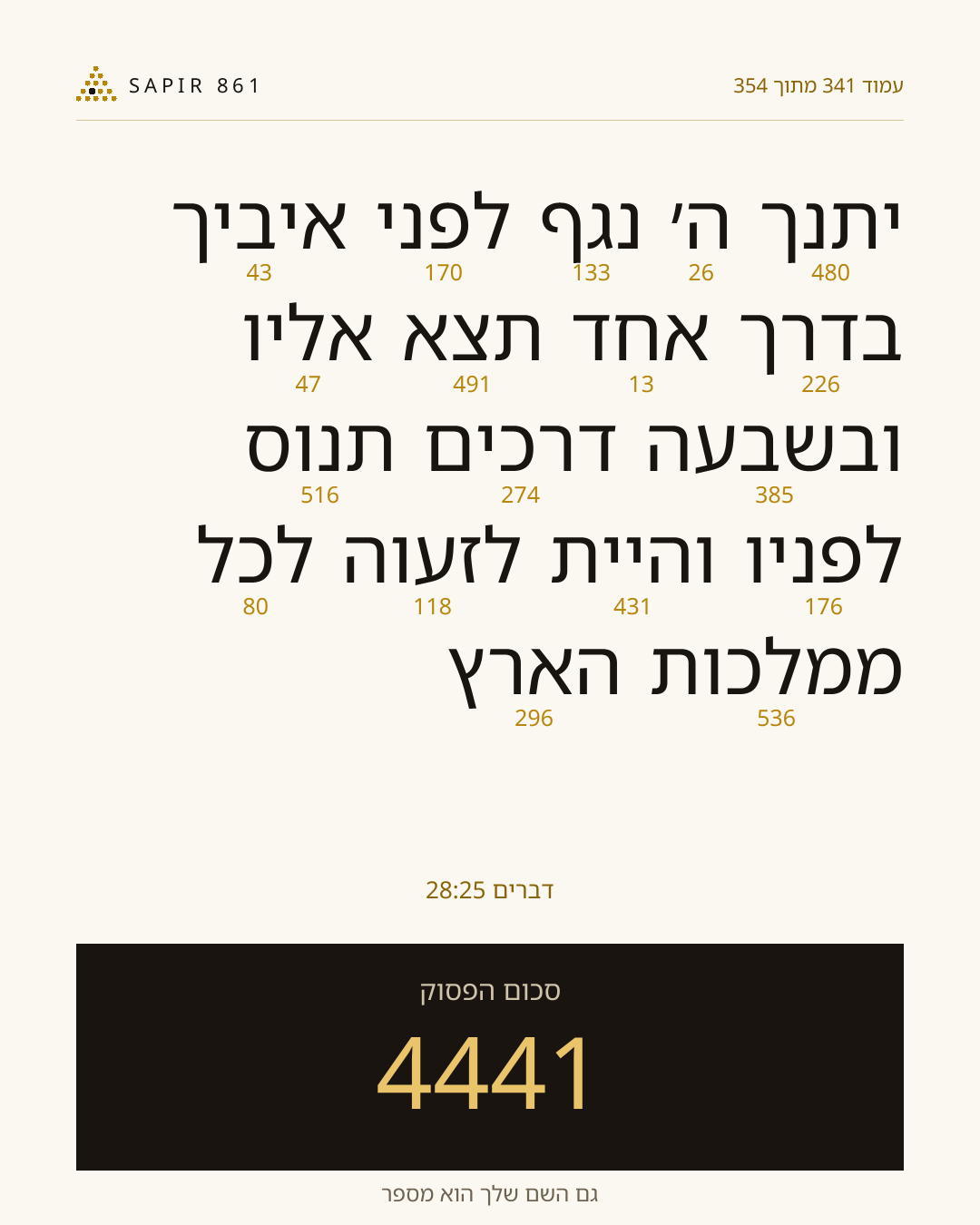 כרטיס פסוק 341