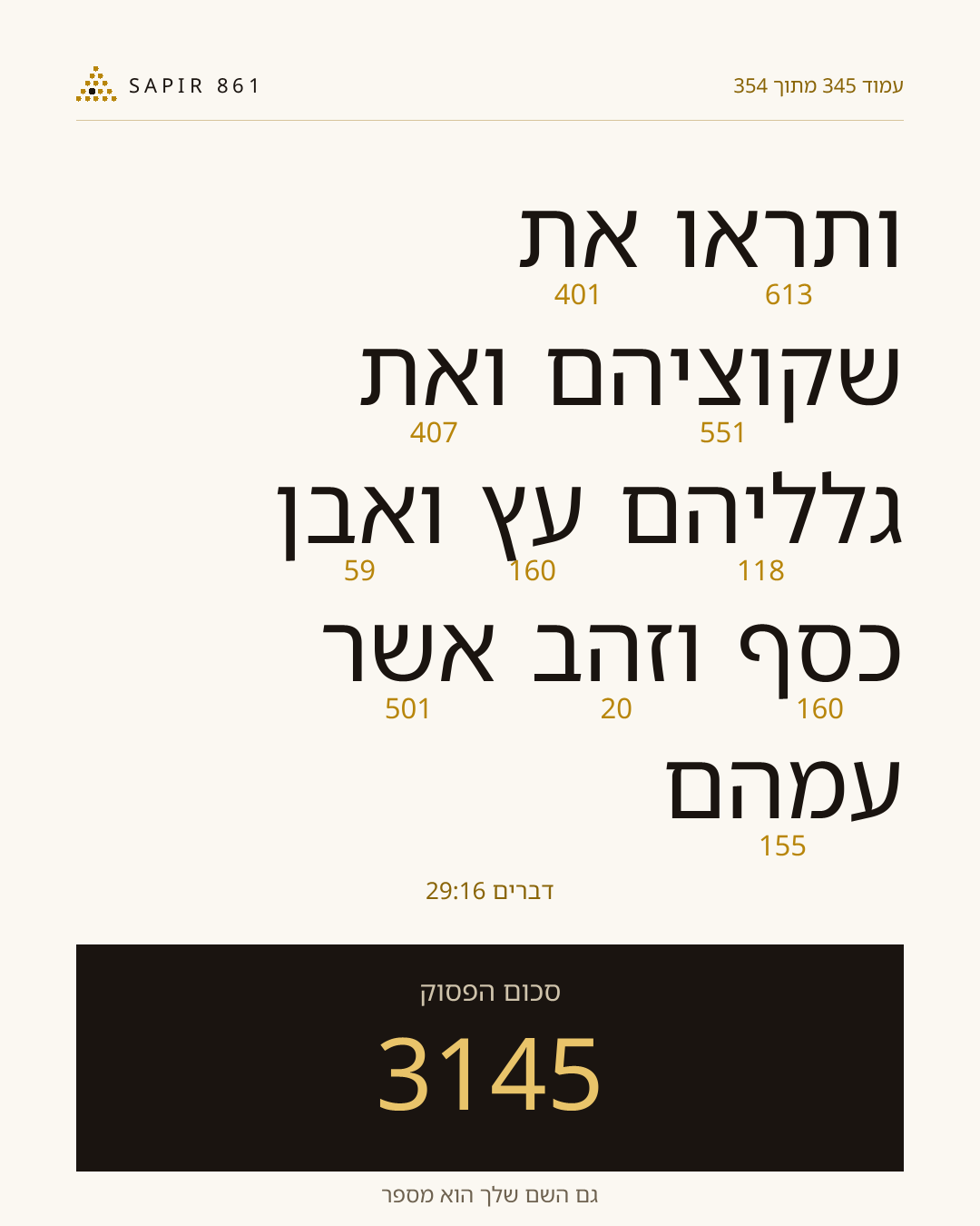 כרטיס פסוק 345