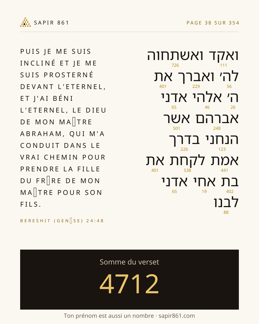 Carte du verset 38