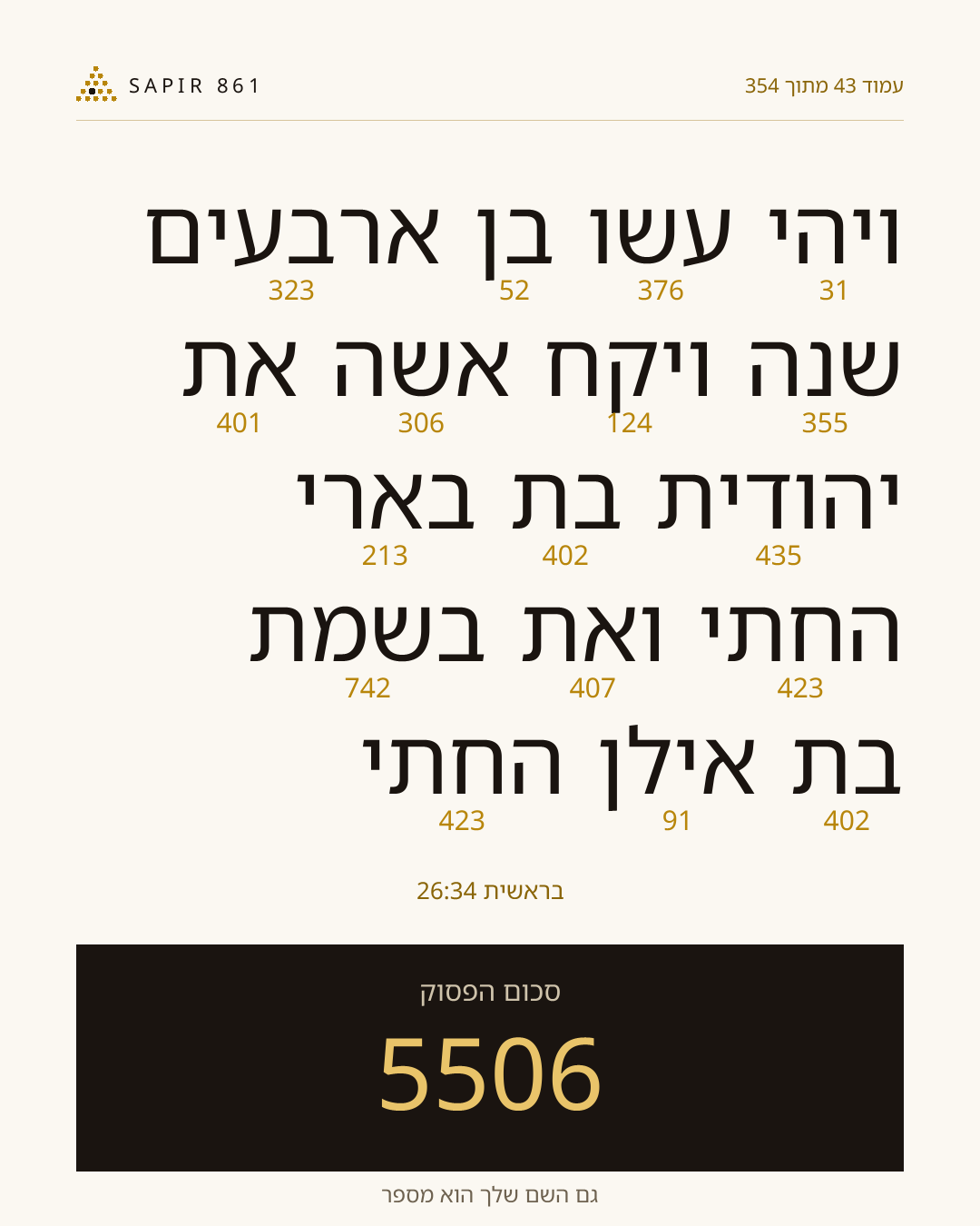 כרטיס פסוק 43