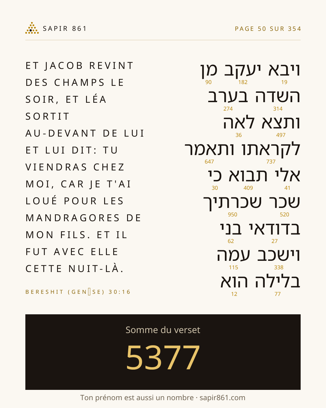 Carte du verset 50