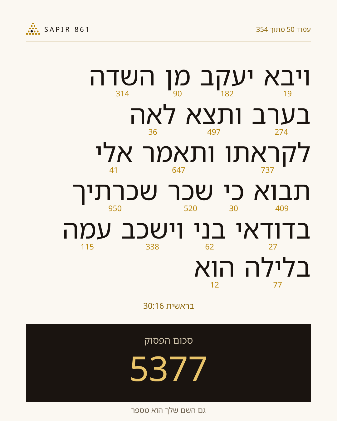 כרטיס פסוק 50