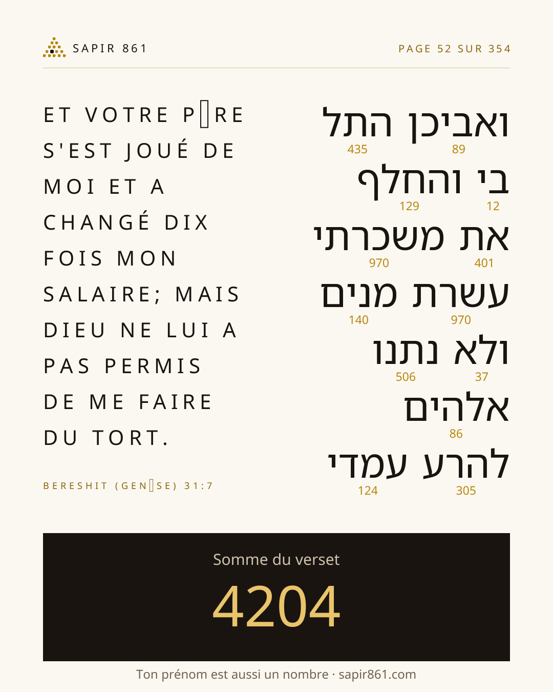 Carte du verset 52