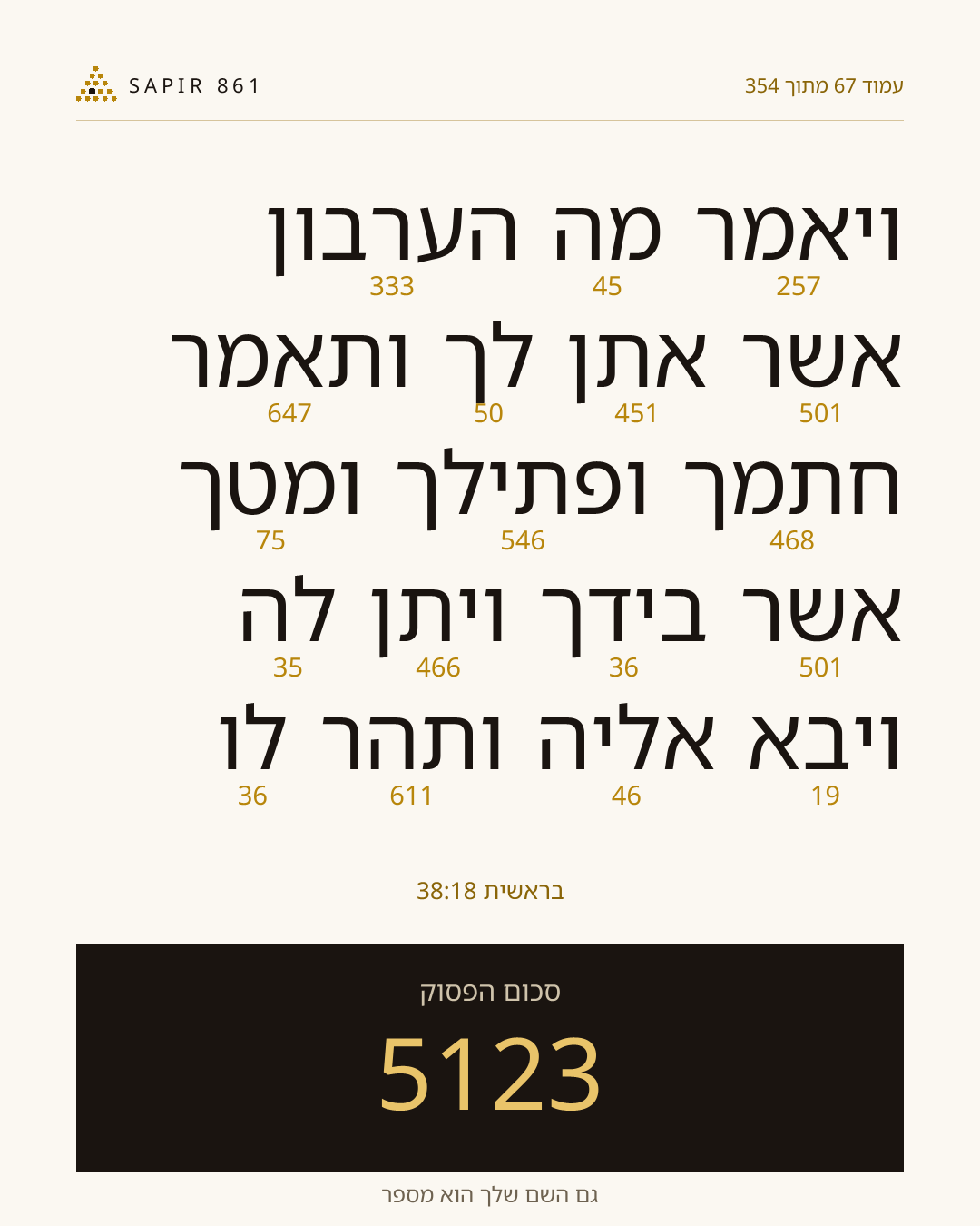 כרטיס פסוק 67