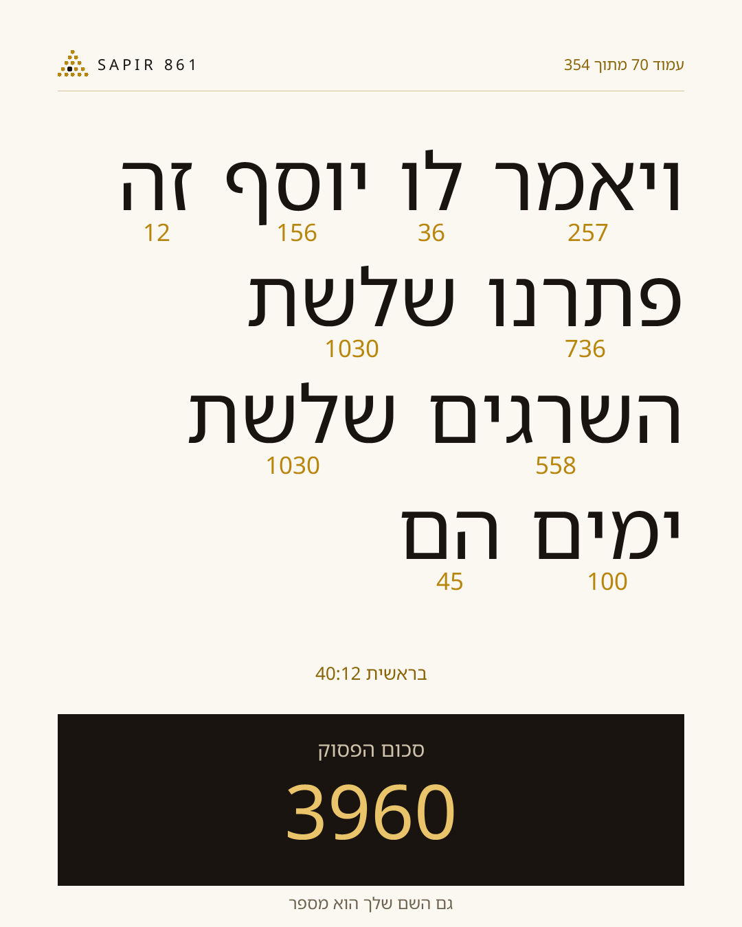 כרטיס פסוק 70