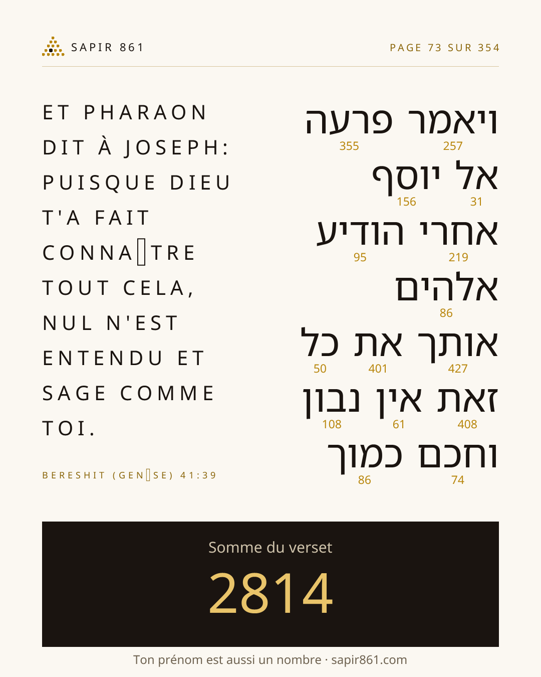 Carte du verset 73