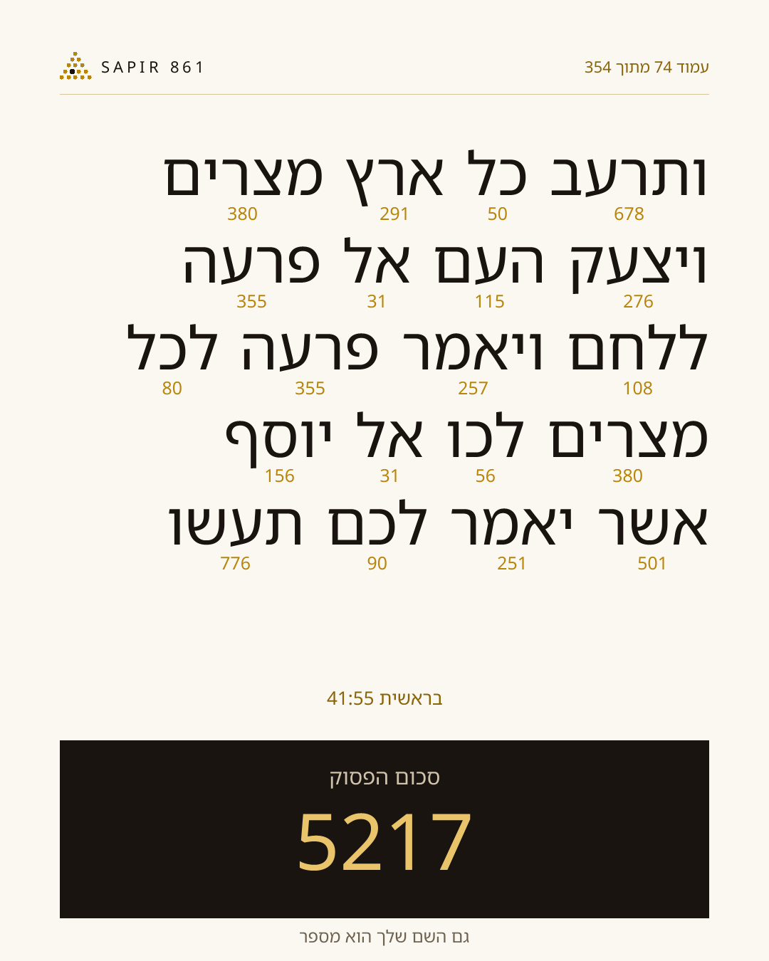 כרטיס פסוק 74