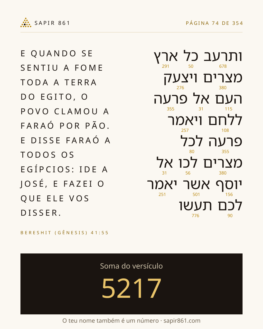 Cartão do versículo 74