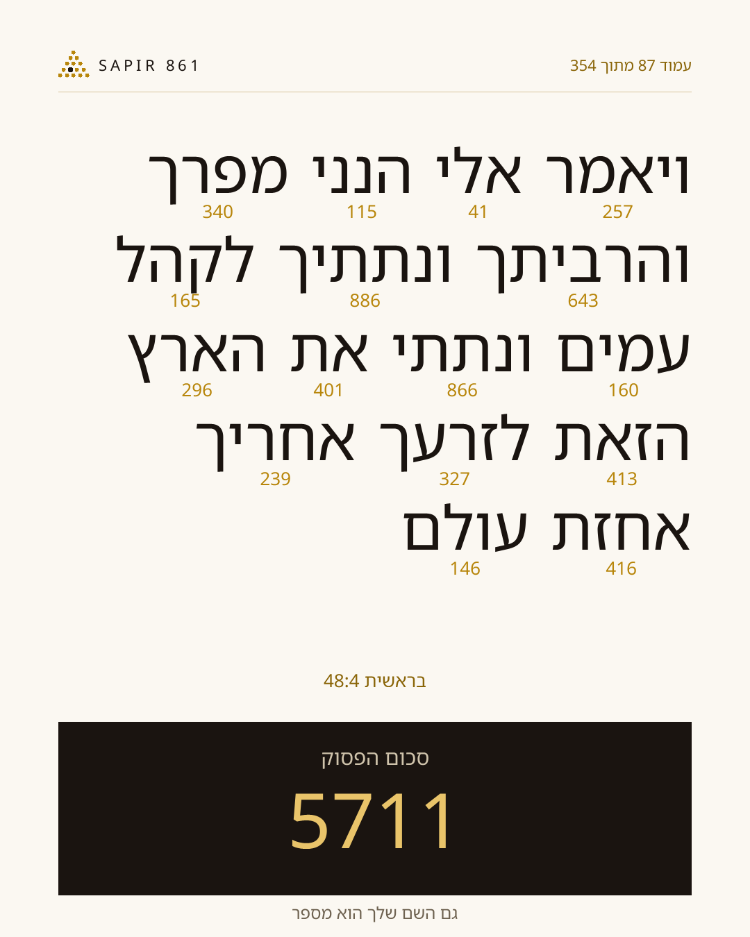 כרטיס פסוק 87