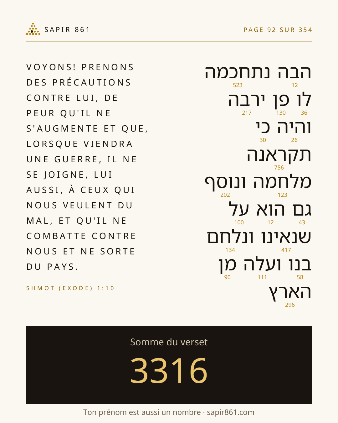 Carte du verset 92