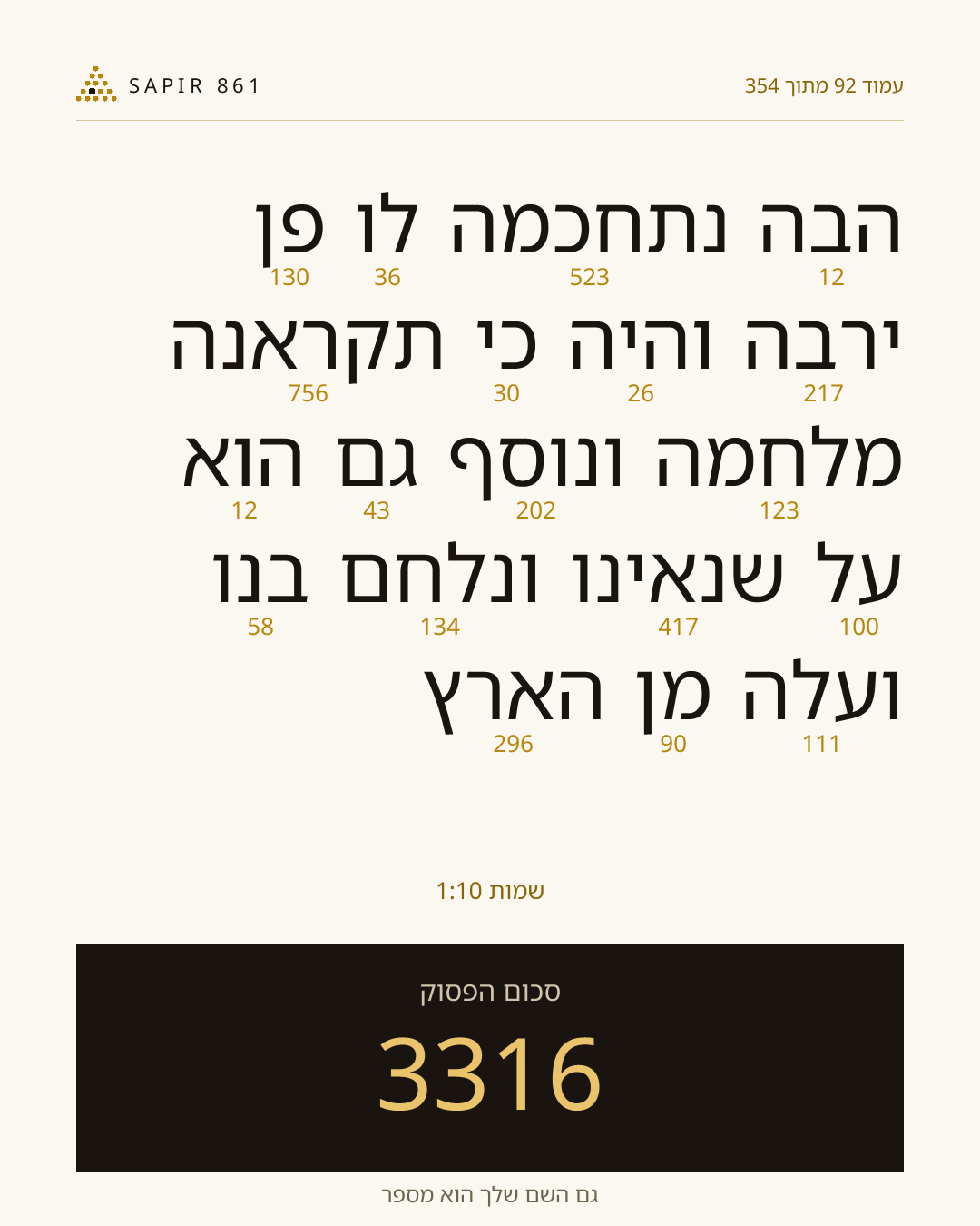 כרטיס פסוק 92
