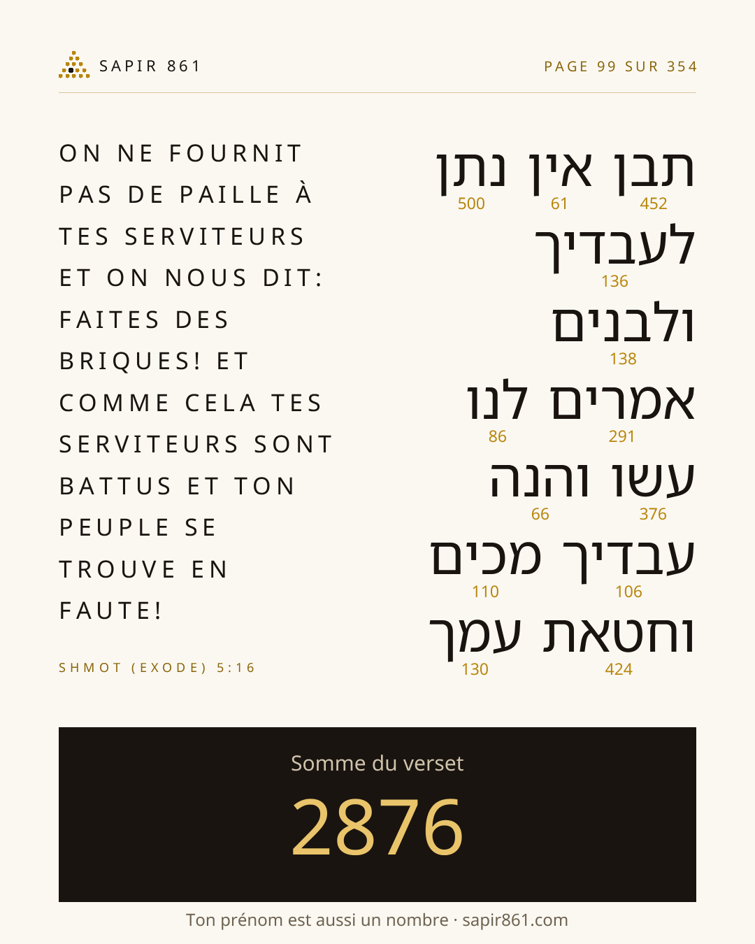 Carte du verset 99